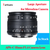7artisans APS-C 35mm F1.4 Camera Lens for Mirrorless Camera Large Aperture For Fuji XT5 Canon M200 Sony ZV-E10