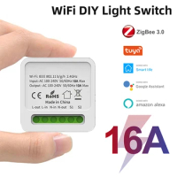 16A WiFi Mini Smart Switch Support 2-way control Timer Breaker Wireless Switches Voice Modules APP Control Alexa Google Life