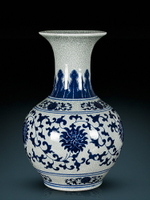 Z044景德鎮陶瓷器花瓶仿古中式開片青花瓷古典家居客廳擺件大號