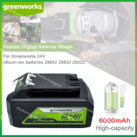 24V 6.0Ah/5.0Ah Li-ion Rechargeable Battery for Greenworks 24V 48V Power Tools 29842 29852 29322 20362 MO24B410 MO48L4211