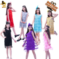 1920s Flapper Dress For Girls Kids Tassel Dresses Halloween 20s Flapper Cosplay Party Clothes