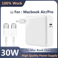 30W PD USB-C Power MagSaf* 3 Adapter Laptop Notebook Fast Charger For Apple Macbook 12'' Air 13'' M1 M2 A1882 A1534 A2337 A2681