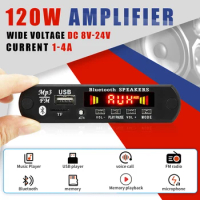 60W 120W Amplifier DC 12V MP3 Decoder Board Calling Recording Bluetooth 5.0 Car MP3 Player USB Module FM With Remote Control