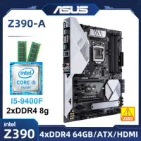1151 Motherboard kit ASUS PRIME Z390-A + i5 9400f CPU +2xDDR4 8g Intel Z390 Motherboard 2×M.2 PCI-E 3.0 HDMI USB3.1 ATX