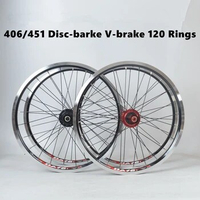 20 Inch Wheel Disc-brake V-brake 4 Bearings 120 Rings Lightweight BMX Folding Bike Wheelset 451 406 Rim Aluminum Alloy