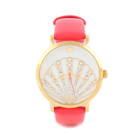 【KATE SPADE】海洋之心時尚皮革錶帶女用腕錶-橘紅(無盒裝)