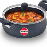 Hawkins Ceramic Nonstick Handi with Glass Lid, 3 Litre, Induction Biryani Pot, Granite Casserole (IC