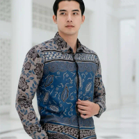 kemeja baju batik pria slimfit lengan panjang lapis furing motif ANANTA bahan katun halus premium so