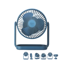 【Romeo羅蜜歐】桌上型4段變速小電風扇 USB充電電扇 LED小夜燈桌扇 USB風扇(高度升降/可置物)