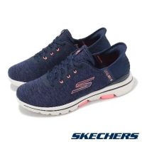 Skechers 高爾夫球鞋 Go Golf Walk 5-Slip Ins 女鞋 藍 粉 套入式 防水 避震 運動鞋 123085NVPK