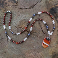8mm Dream Red Onyx And Dream Red Onyx Pendant,JapaMala Necklace,Chakra Stones Mala,Buddhist Mala Prayer Bead,mala,108 Mala Beads