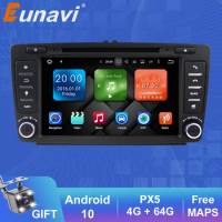 Eunavi Octa core 2 din 8'' Android 9.0 4G RAM Car DVD Player For Skoda Octavia 2014 2015 A7 GPS Navigation Radio Multimedia DAB+
