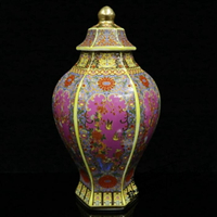 景德鎮陶瓷器琺瑯彩花瓶  客廳裝飾六方花鳥花瓶 喜上枝頭瓷器罐