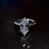 Nhẫn bạc Marquise Eurori đai Baguette lấp lánh sang trọng, Nhẫn nữ bạc ý hạt dưa xinh đẹp, nhẫn bạc 