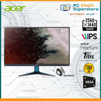 Acer Nitro VG271U M3bmiipx Gaming Monitor - 27" 2K WQHD IPS |   180Hz OC |   FreeSync |   Speakers
