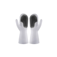 【DaoDi】頂級魔術矽膠手套刷2雙組(洗碗手套 清潔手套+刷子)