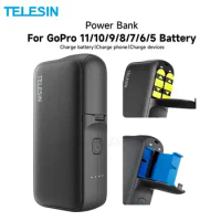 TELESIN 10000mAH Power Bank For Gopro Hero 9 10 11 Battery For Gopro 5 6 7 8 1750mha Battery For Gopro Fast Charging Power Bank