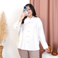 Sora XL XXL XXXL 5L LD 110 120 130 140 Kemeja Polo-Linen Crinkle Oversize Atasan Wanita Bigsize Leng