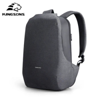 Kingsons 180 Degree Open Anti-theft Backpack Men 15.6 inch Laptop W/ USB Charging Waterproof School Bag for College Student Boys