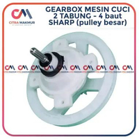Gearbox mesin cuci Sharp 2 tabung putih as 35 mm gigi 10z 14 kg ES T1490ES T1490 1490 pulley besar
