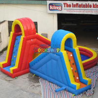 Commercial Rental inflatable water slide playground With cross inflatable swimming pool