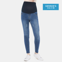 【Gennies 奇妮】微破損感撞色車線牛仔褲(藍T4E04)
