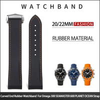 20mm 22mm Curved End Rubber Watchband For Moon Swatch For Omega 300 SEAMASTER 600 PLANET OCEAN Strap Watch Accessories