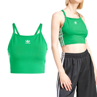 Adidas 3 S Crop Top 女款 綠色 削肩 慢跑 三葉草 運動 休閒 背心 IN8380