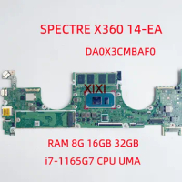 DA0X3CMBAF0 For HP SPECTRE X360 14-EA Laptop Motherboard With i7-1165G7 CPU UMA RAM 8G 16GB 32GB 100% test Ok