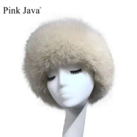Pink Java QC20019 FREE SHIPPING real fox fur headband women winter fashion headwear