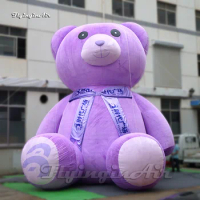 Giant Advertising Inflatable Teddy Bear 6m Height Purple Blow Up Plush Bear Model For Shopping Center Building Decoration