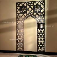 Mihrab Mushola Masjid Rumah Minimalis Dekorasi Dinding Kaligrafi Allah dan Muhammad - Model 7