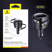 Baseus倍思 90W BSCCTXUC途享Max車載四口充電器 雙口+雙伸縮線C+L 或 C+C-BSCCTXUCCC(C+C)