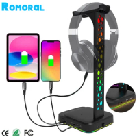 Headphone Stand Charger Multicolor RGB Gaming Headset for Earphone Holder PC Desktop Gamer Headset Bracket Earphone Accessories
