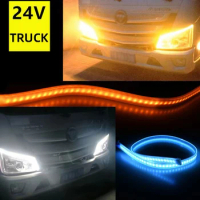 20PCS 60/70CM 24V Truck LED DRL Daytime Running Light For Car Yellow Signal Turn Signal Suitable Truck Pickup Truck Car Light