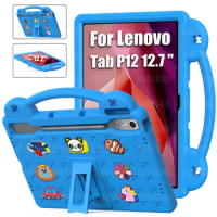 Kids Case for Lenovo Tab P12 (12.7 Inch) 2023 Released EVA Shockproof Stand Hand-Held Protective Cover for Lenovo Tab P12 12.7"
