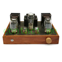 6J8P 717A push KT88 KT66 EL34 6P3P single-ended tube amplifier, solid wood case, rated power 10WX2, frequency response 20-30KHz