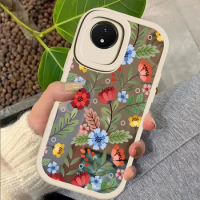 Luxury Silicone Soft Case For Vivo IQOO 12 Z7 Z7X Shockproof Mirror Makeup Flower Leaves Printing Back Cover Vivo X90 Pro Plus