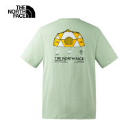 【The North Face】北面男女款綠色純棉品牌LOGO帳篷印花短袖T恤｜8CSVI0G
