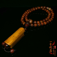 藏傳西藏傳老牛骨桶珠項鏈吊牌老料骨雕油潤108佛珠念珠禮品頸飾