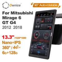 13.3 Inch Ownice 1Din Android 10.0 Car Radio 360 Panorama for Mitsubishi Mirage 6 GT G4 2012 2018 GPS Auto Audio SPDIF 4G LTE
