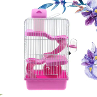 Large Hamster Cage Three Layers Hamster Cage Includes Water Bottle Exercise Wheel Dish Hamster Hide- Out Small House for Pets