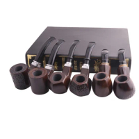 Ebony Hand Carved Tobacco Pipe Carving Activated Carbon Filter Wood Smoking Pipes Cigar Narguile Grinder Smoke Cigarette Holder