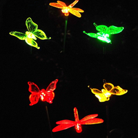 太陽能蝴蝶立桿燈庭院裝飾蜻蜓蜂鳥草坪燈七彩變色草地燈1入