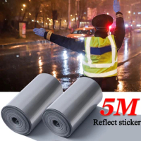 5M Safety Reflect Sticker Reflective Heat Transfer Film Bag Shoes Cloth Heat Paster Night Roadway Safety Warning Strip Sticker