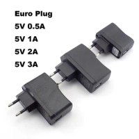 AC 110V-240V to DC 5V 0.5A 1A 2A 3A USB to Euro Plug Adapter USB Charger Power Supply Universal Travel Charging