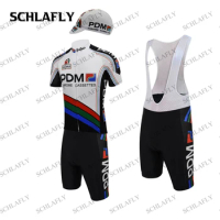 PDM RETRO Cycling Jersey Sets 9d Silicone Cushion Summer Short Sleeve Jersey Bib Pants Bike Wear Cycling cap Schlafly