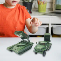 2Pcs Tank Model Simulation Playset Gifts Educational Toys Armored Vehicle Tank Model Puzzle Children Collectible 1/72 Tank Model