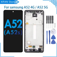 Burn-Shadow LCD For Samsung Galaxy A52 4G 5G A525/A52S/A526 LCD Display with Frame Touch Screen Digitizer Repair Parts