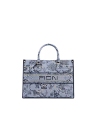 FION Zishi Tiger Jacquard with Leather Tote Bag